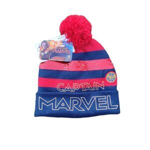 CAPTAIN Marvel Sequined Red & Gold Beanie‎